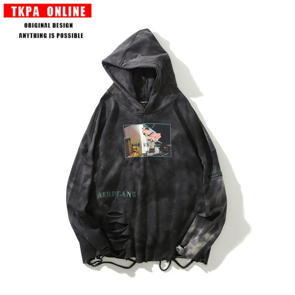 men's hoodies-europe and america high street personality men's tie tie hooded lazy old hole street hip hop style hooded sweater, Black
men's hoodies-europe and america high street personality men's tie tie hooded lazy old hole street hip hop style hooded sweater, Black