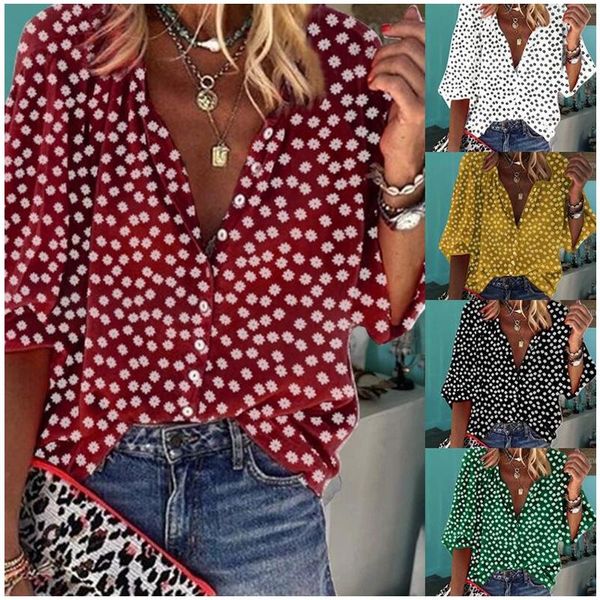 womens ladies v neck floral printed spring summer t-shirt casual 1/2 sleeve button down loose blouses top, White
womens ladies v neck floral printed spring summer t-shirt casual 1/2 sleeve button down loose blouses top, White