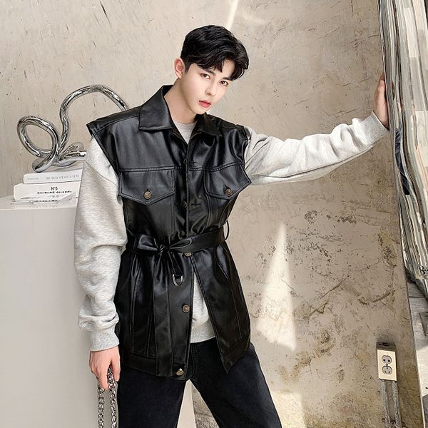 autumn spring motorcycle solid black pu leather vest with belt sashes fashion men sleeveless jacket coat casual windbreaker 2020, Black;white
autumn spring motorcycle solid black pu leather vest with belt sashes fashion men sleeveless jacket coat casual windbreaker 2020, Black;white