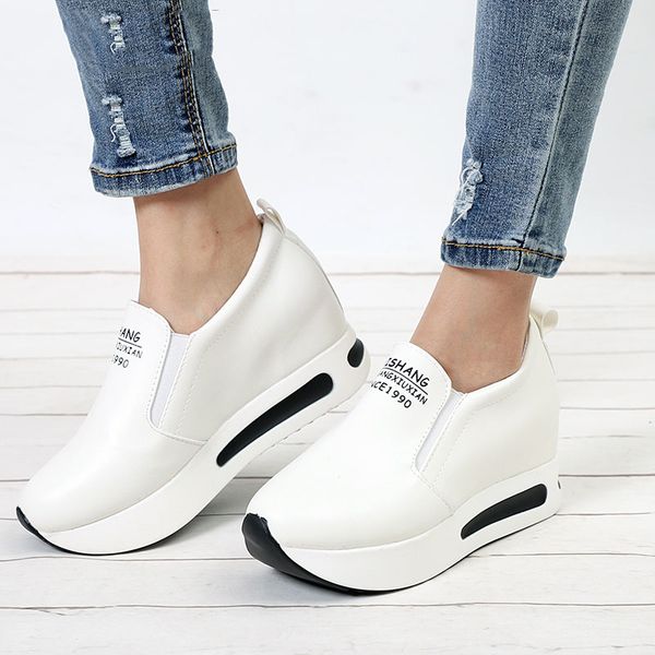 2019 autumn women creepers increasing height shoes women's casual slip on moccasins platform woman elastic band footwear, Black
2019 autumn women creepers increasing height shoes women's casual slip on moccasins platform woman elastic band footwear, Black