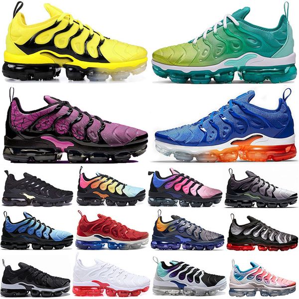 

2019 new bumblebee un et green tn plu running hoe for men women rainbow grape bright crim on fade hyper volt men trainer neaker, White;red