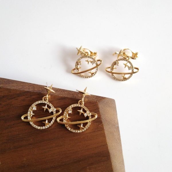 korean creative personality rhinestones starry universe clip earrings for women girl fashion temperament jewelry accessories, Silver 
korean creative personality rhinestones starry universe clip earrings for women girl fashion temperament jewelry accessories, Silver
