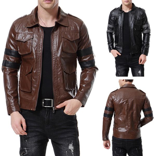mens pu plus size jacket fashion lapel neck zipper coat autumn designer mens outerwear, Black
mens pu plus size jacket fashion lapel neck zipper coat autumn designer mens outerwear, Black