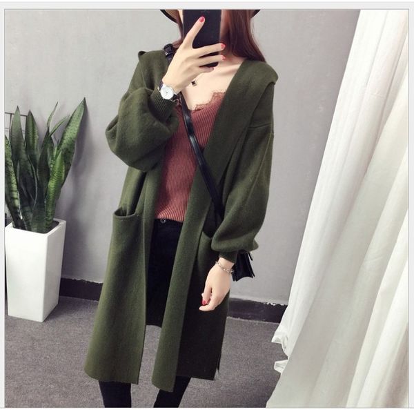 casual loose women long cashmer coat open stitch hooded women's woolen jacket pockets solid coat and jacket, Black
casual loose women long cashmer coat open stitch hooded women's woolen jacket pockets solid coat and jacket, Black