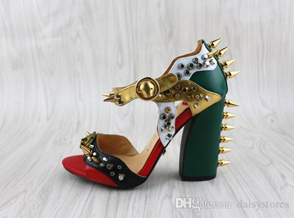 summer malin spike leather sandals women high heels buckle rivet block heel designer shoes woman open toe sandalias mujer, Black
summer malin spike leather sandals women high heels buckle rivet block heel designer shoes woman open toe sandalias mujer, Black