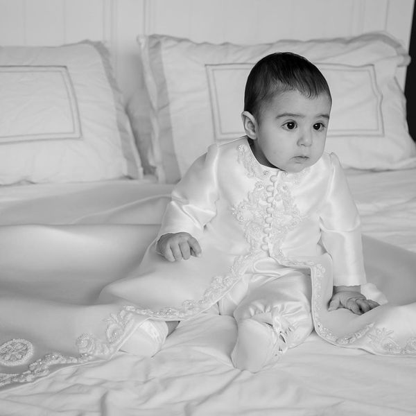 2020 handsome christening dresses for babies satin long toddler baptism gowns lace beaded kids first communication dress, White
2020 handsome christening dresses for babies satin long toddler baptism gowns lace beaded kids first communication dress, White