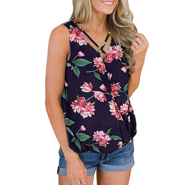 2019 summer women shirt blouse style fashion women's blouses cross v neck floral print summer sleeveless casual tank z419, White
2019 summer women shirt blouse style fashion women's blouses cross v neck floral print summer sleeveless casual tank z419, White
