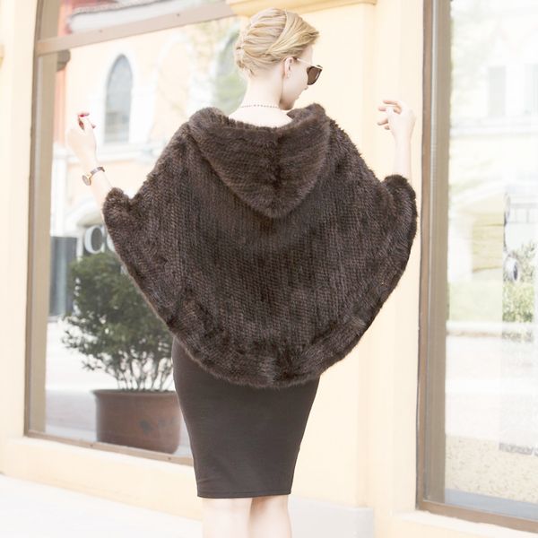 new real genuine natural knitted shawl coat women's fashion knit jacket with hood cape, Black
new real genuine natural knitted shawl coat women's fashion knit jacket with hood cape, Black