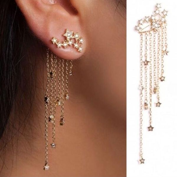 fashion cubic zircon tassel drop earrings lady trendy star dangle linear women jewelry gift, Silver
fashion cubic zircon tassel drop earrings lady trendy star dangle linear women jewelry gift, Silver