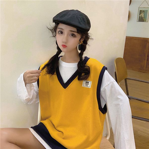 women vest v-necked cotton soft spring autumn tank loose oversize preppy style plus size vestido c5, Black;white
women vest v-necked cotton soft spring autumn tank loose oversize preppy style plus size vestido c5, Black;white