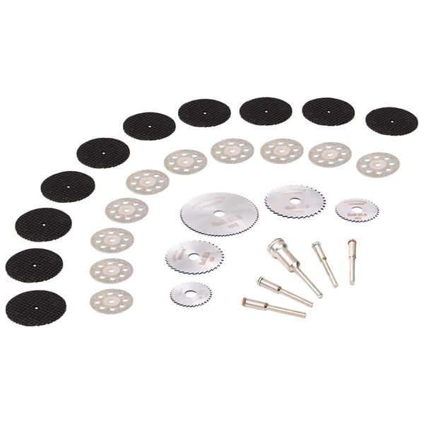 30pcs cutting wheel set for rotary tool 1/8 inch shank diamond cutting wheel, mini hss saw blades, resin cut off disc combo cutt
30pcs cutting wheel set for rotary tool 1/8 inch shank diamond cutting wheel, mini hss saw blades, resin cut off disc combo cutt