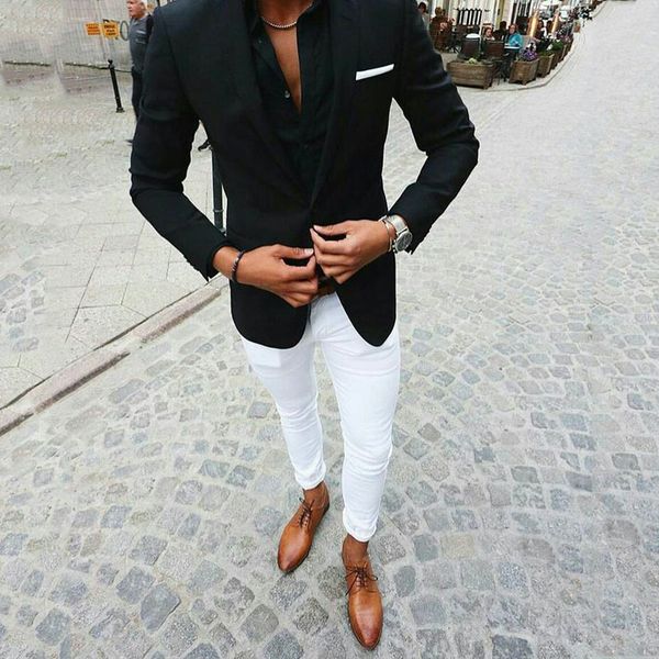men black suits for beach wedding groom tuxedos white pants two pieces groomsmen wear slim fit men suits prom party (jacket+pants, Black;gray
men black suits for beach wedding groom tuxedos white pants two pieces groomsmen wear slim fit men suits prom party (jacket+pants, Black;gray