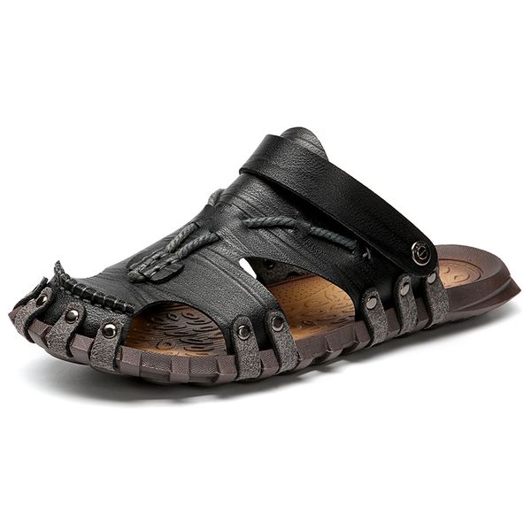 fashion summer beach shoes men's trend non-slip casual sandals mens new comfortable leather male sandals shoes large size 38-47, Black
fashion summer beach shoes men's trend non-slip casual sandals mens new comfortable leather male sandals shoes large size 38-47, Black