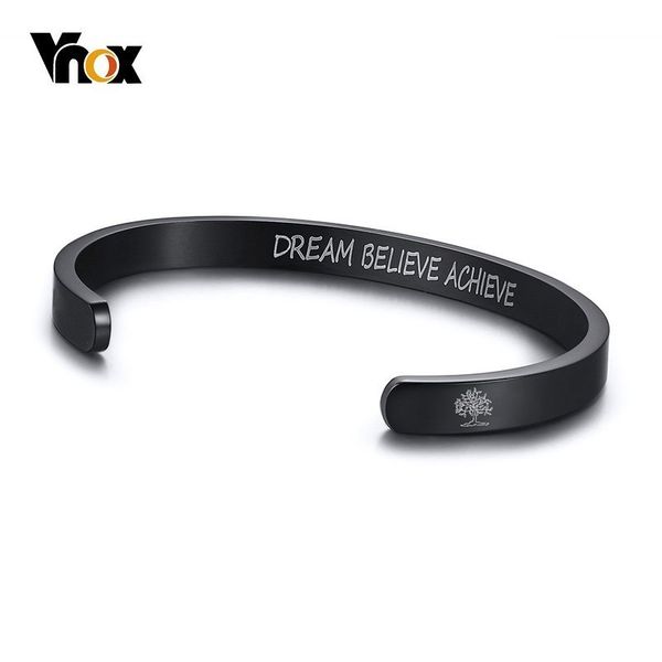 vnox inspirational dream believe achieve bangles for women men stainless steel with life tree cuff bracelets, Black
vnox inspirational dream believe achieve bangles for women men stainless steel with life tree cuff bracelets, Black