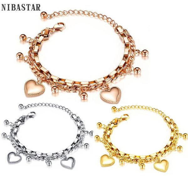 fashion multi-layer stainless steel bracelet female round bead love heart charm titanium steel ladies bracelets bangles jewelry, Golden;silver
fashion multi-layer stainless steel bracelet female round bead love heart charm titanium steel ladies bracelets bangles jewelry, Golden;silver