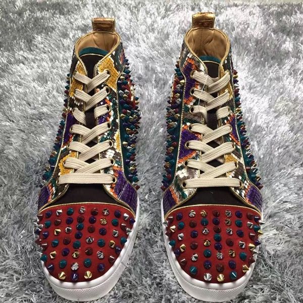 paris design spikes high sneakers shoes women,mens casual red bottom rivets party dress casual walking outdoor lace-up trainers t07, Black
paris design spikes high sneakers shoes women,mens casual red bottom rivets party dress casual walking outdoor lace-up trainers t07, Black
