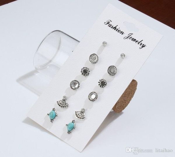 20 sets,(6 pairs/set) variety of collocations earrings inlaid retro alloy frame anti allergy earrings not fading 6 kinds modelling ear studs, Silver
20 sets,(6 pairs/set) variety of collocations earrings inlaid retro alloy frame anti allergy earrings not fading 6 kinds modelling ear studs, Silver