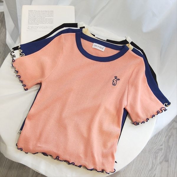 small blouse weaving maid blouse 2020 sweet embroidered round collar short-sleeved knitted women's short slim thin sweater 2020, White
small blouse weaving maid blouse 2020 sweet embroidered round collar short-sleeved knitted women's short slim thin sweater 2020, White