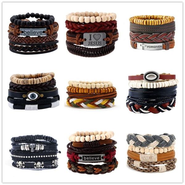 vintage punk set leather bracelet men woven lace up wrap bangle cross skull jewellery charms bracelets, Golden;silver
vintage punk set leather bracelet men woven lace up wrap bangle cross skull jewellery charms bracelets, Golden;silver