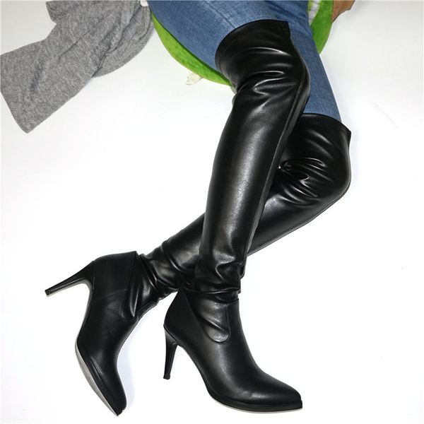 nayiduyun thigh high boots women black genuine leather pointed toe over the knee booties slim high heel platform pumps shoes
nayiduyun thigh high boots women black genuine leather pointed toe over the knee booties slim high heel platform pumps shoes
