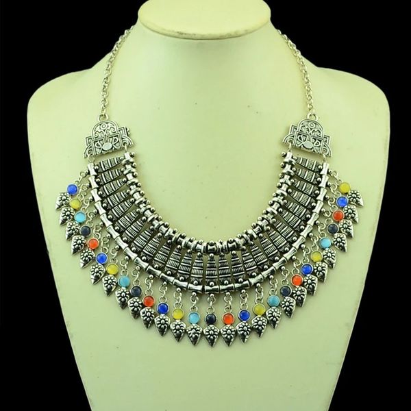 fashion bohemian tassels choker retro set travel anniversary exotic short statement pendant necklace for woman, Silver
fashion bohemian tassels choker retro set travel anniversary exotic short statement pendant necklace for woman, Silver