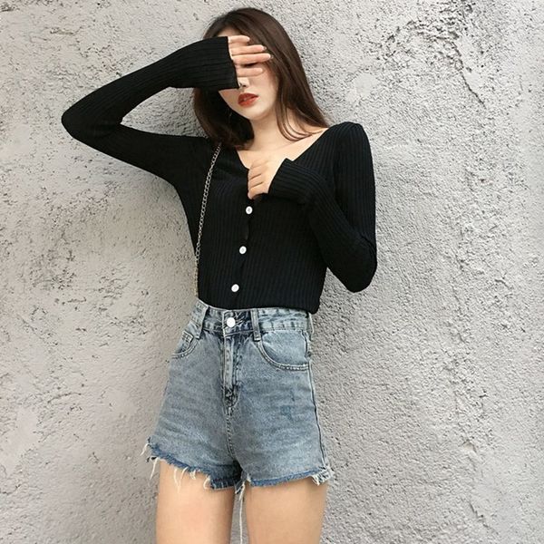 knit cardigan contrast color v-neck long-sleeved solid color sweater slim button knit cardigan y3, White
knit cardigan contrast color v-neck long-sleeved solid color sweater slim button knit cardigan y3, White