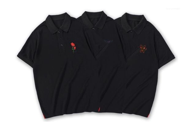 down collar rose spider designer polos tees mens teenager embroidery polo shirts summer turn, White;black
down collar rose spider designer polos tees mens teenager embroidery polo shirts summer turn, White;black