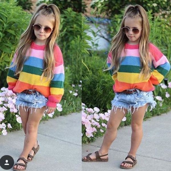 pudcoco 2018 baby kids girls sweaters long sleeve rainbow stripe knitting jumper pullover fashion princess clothes autumn, White
pudcoco 2018 baby kids girls sweaters long sleeve rainbow stripe knitting jumper pullover fashion princess clothes autumn, White