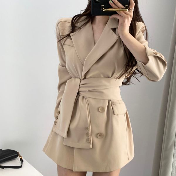 elegant sash belt women blazer dress autumn notch-neck office ladies blazer dress streetwear long jackets female short vestidos, White;black
elegant sash belt women blazer dress autumn notch-neck office ladies blazer dress streetwear long jackets female short vestidos, White;black