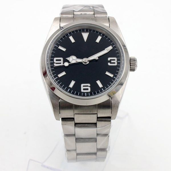 classical 36mm automatic mens watch fixed domed rome numerical black face luminous needles stainless steel smooth bezel mens wristwatch, Slivery;brown
classical 36mm automatic mens watch fixed domed rome numerical black face luminous needles stainless steel smooth bezel mens wristwatch, Slivery;brown