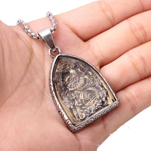 national wind ornaments titanium steel stainless steel qinglong moon knives guan gong pendant factory direct sale s0107, Silver
national wind ornaments titanium steel stainless steel qinglong moon knives guan gong pendant factory direct sale s0107, Silver