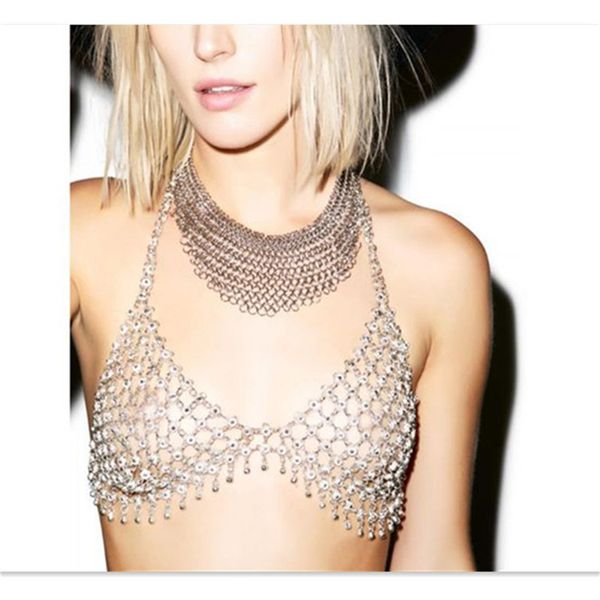 european and american accessories fashion simple metal necklace trend hollow bra chain body chain drop women, Silver
european and american accessories fashion simple metal necklace trend hollow bra chain body chain drop women, Silver