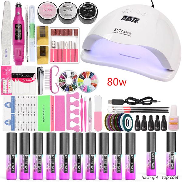 gel polish manicure set nail kit uv gel pedicure acrylic nail kit 36w/48w/80w led lamp 10 color varnish polish art tool
gel polish manicure set nail kit uv gel pedicure acrylic nail kit 36w/48w/80w led lamp 10 color varnish polish art tool