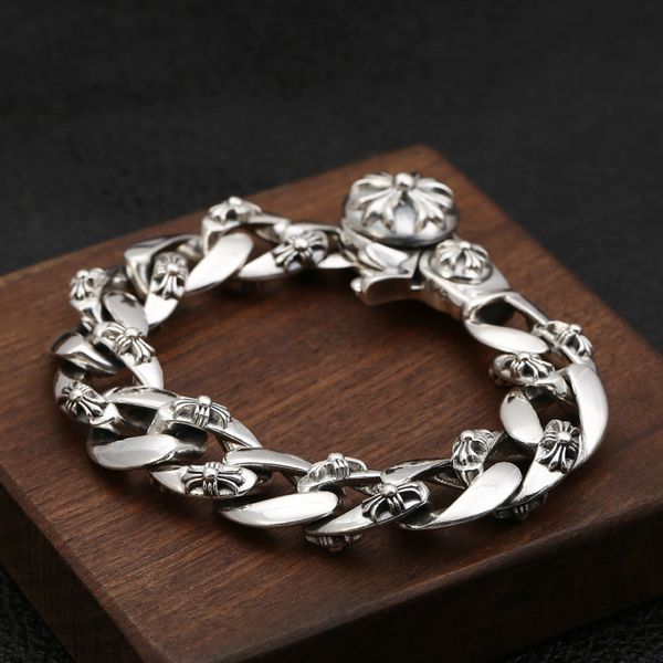 new 925 sterling silver handmade jewelry american european antique silver designer crosses thick link chain bracelets gift for men, Black
new 925 sterling silver handmade jewelry american european antique silver designer crosses thick link chain bracelets gift for men, Black