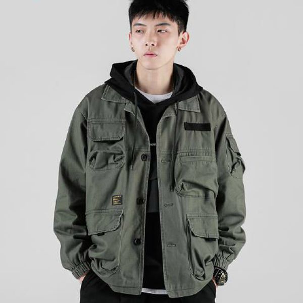 2019 autumn pocket super tooling coat fashion casual men's loose retro japanese jacket m-5xl, Black;brown
2019 autumn pocket super tooling coat fashion casual men's loose retro japanese jacket m-5xl, Black;brown