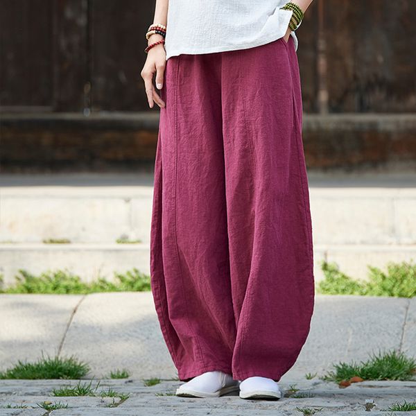 pants women spring autumn cotton linen solid color large size elastic waist female trousers loose casual women pants, Black;white
pants women spring autumn cotton linen solid color large size elastic waist female trousers loose casual women pants, Black;white