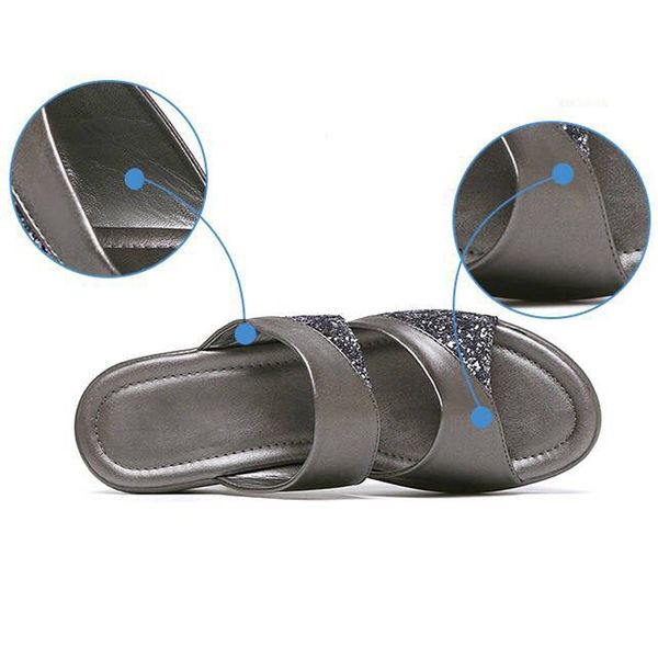 2019 new woman mother women leather sandals ladies soft bottom slippers femal summer outdoor sequins mid-heeled shoes mx200425, Black
2019 new woman mother women leather sandals ladies soft bottom slippers femal summer outdoor sequins mid-heeled shoes mx200425, Black