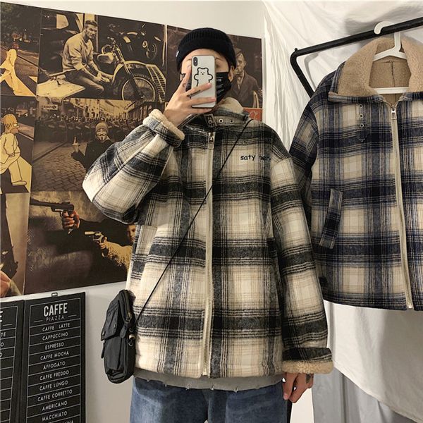 winter thickening lamb hair jacket men's warm fashion parka men retro plaid casual fur collar coat man loose cotton jacket male, Black
winter thickening lamb hair jacket men's warm fashion parka men retro plaid casual fur collar coat man loose cotton jacket male, Black