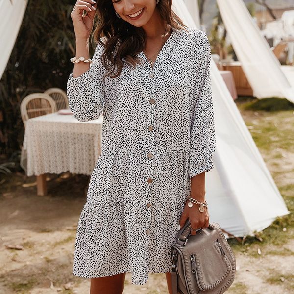 summer floral print dress women single-breasted v-neck casual straight loose mini dresses, Black;gray
summer floral print dress women single-breasted v-neck casual straight loose mini dresses, Black;gray
