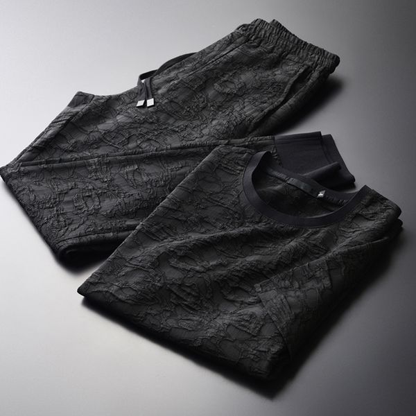 mans (t-shirts+pants ) luxury wrinkle fabric round collar short sleeve mens new summer elastic waist male sets, Gray
mans (t-shirts+pants ) luxury wrinkle fabric round collar short sleeve mens new summer elastic waist male sets, Gray