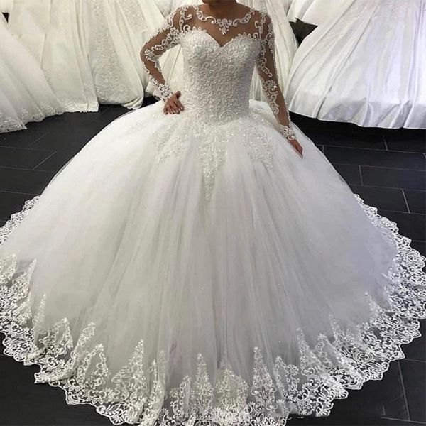 custom long sleeves lace ball gown wedding dresses 2020 with beaded appliques lace up bridal gowns vestido de noiva, White
custom long sleeves lace ball gown wedding dresses 2020 with beaded appliques lace up bridal gowns vestido de noiva, White