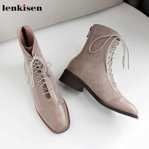 lenkisen gentle british style cow leather flock boots med heels square toe lace up zipper winter keep warm women ankle boots l18, Black
lenkisen gentle british style cow leather flock boots med heels square toe lace up zipper winter keep warm women ankle boots l18, Black