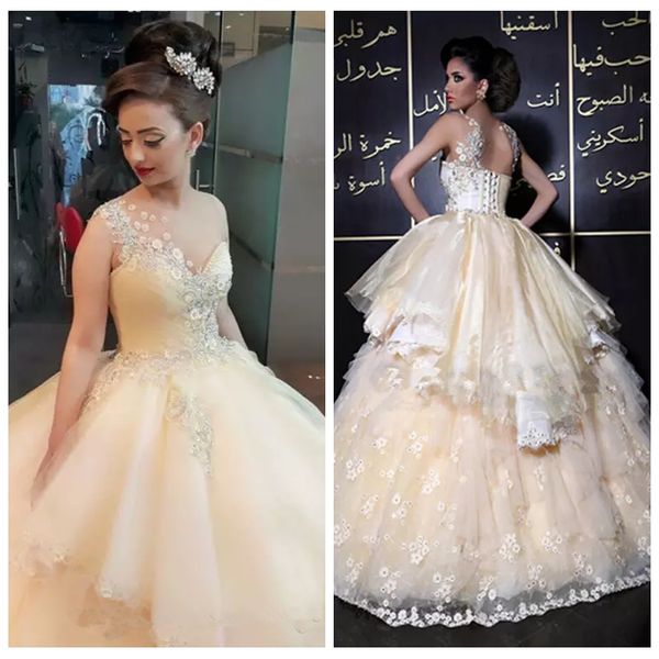 sheer lace appliques ball gown wedding dresses 2019 beaded crystal 3d flowers adorned tiered bridal gowns lace appliques vestidos de mariee, White
sheer lace appliques ball gown wedding dresses 2019 beaded crystal 3d flowers adorned tiered bridal gowns lace appliques vestidos de mariee, White