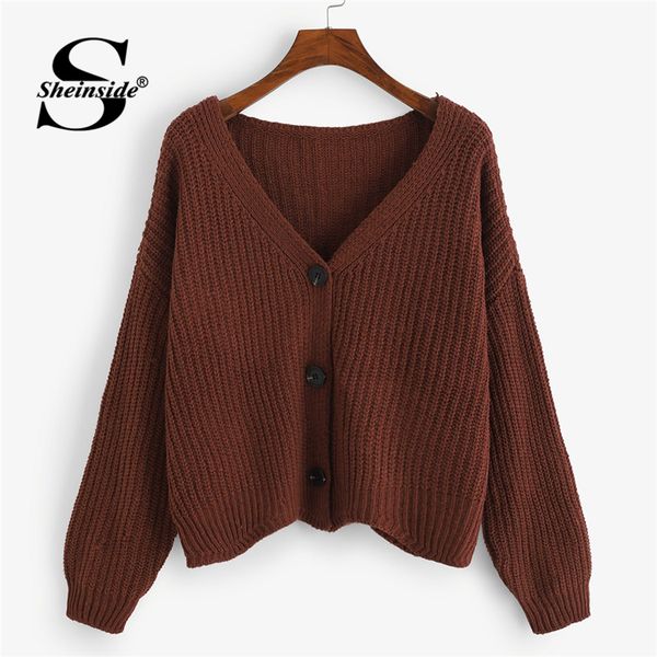 sheinside brown single breasted solid sweater cardigan women clothes 2018 autumn fashion womens sweater long sleeve ladies coats, White;black
sheinside brown single breasted solid sweater cardigan women clothes 2018 autumn fashion womens sweater long sleeve ladies coats, White;black