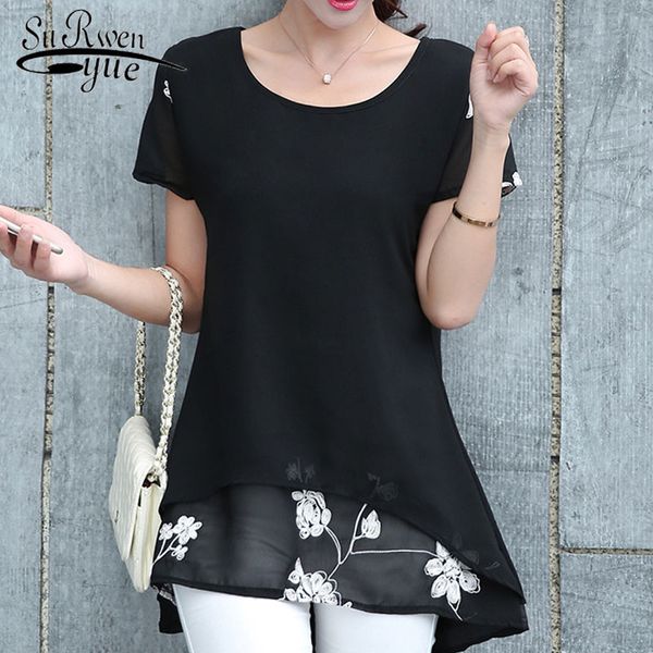 2019 summer chiffon blouse new loose short sleeve women embroidery medium long chiffon shirt fat large size women 3455 50, White
2019 summer chiffon blouse new loose short sleeve women embroidery medium long chiffon shirt fat large size women 3455 50, White