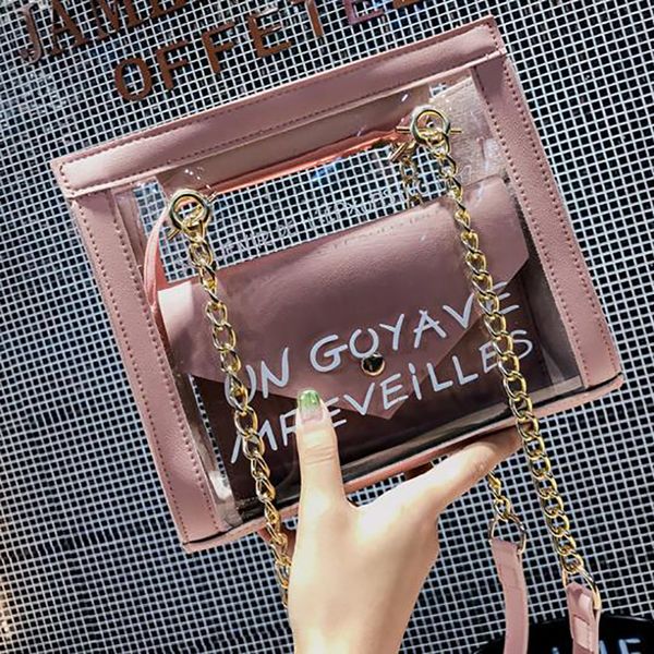 ladies summer clear transparent bag women shoulder bag letter printing handbag and purse chain crossbody 2019 fashion new
ladies summer clear transparent bag women shoulder bag letter printing handbag and purse chain crossbody 2019 fashion new
