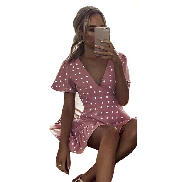 women v neck polka dot short sleeve mini dress holiday evening party beach summer dress, Black;gray
women v neck polka dot short sleeve mini dress holiday evening party beach summer dress, Black;gray