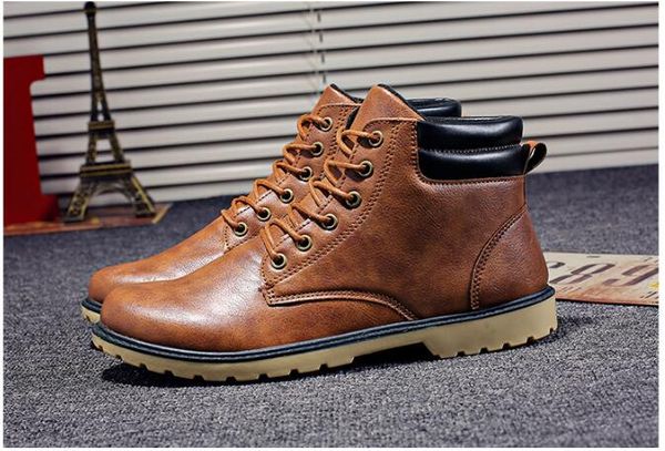 autumn and winter new martin boots men plus velvet mens inner cotton shoes high boots, mens shoes wholesale fast delive, Black
