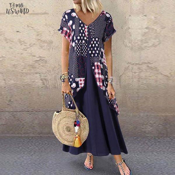 2020 maxi long dress autumn summer dress polka dot print patchwork pleated plus size v neck vestidos sundress, Black;gray
2020 maxi long dress autumn summer dress polka dot print patchwork pleated plus size v neck vestidos sundress, Black;gray