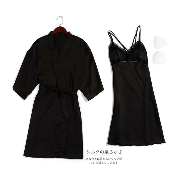 new arrival black ladies silk satin nightie with a bathrobe floral sling nightdress and robe casual housecoat set for women, Black;red
new arrival black ladies silk satin nightie with a bathrobe floral sling nightdress and robe casual housecoat set for women, Black;red